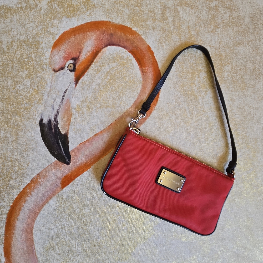 Vintage Michael Kors MK Mini Hand Bag Purse Wristlet Red